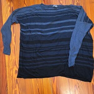 Vince Striped Long Sleeve Shirt - Black and Blue